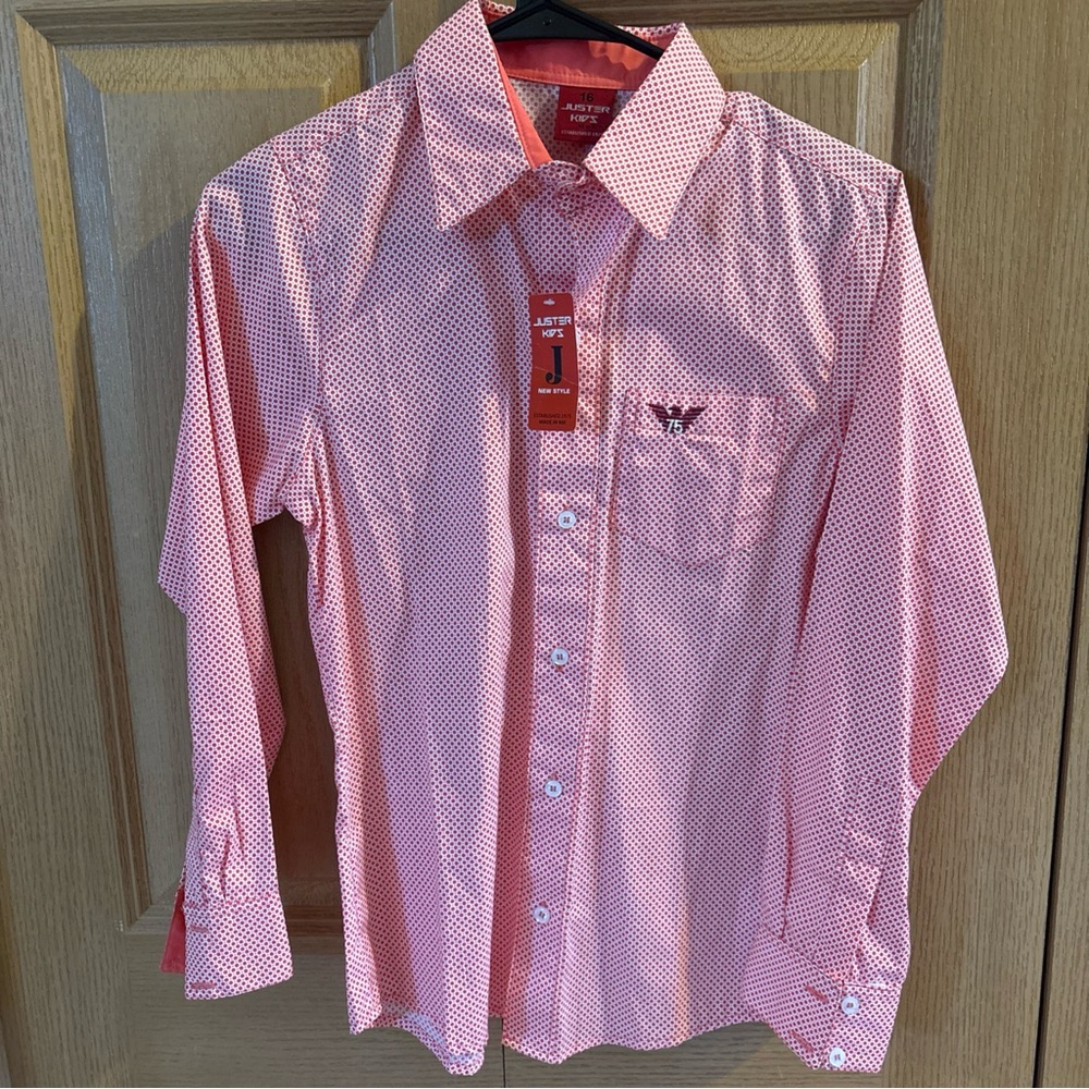 Juster Kids Red and White Button Down Shirt with Classic Style